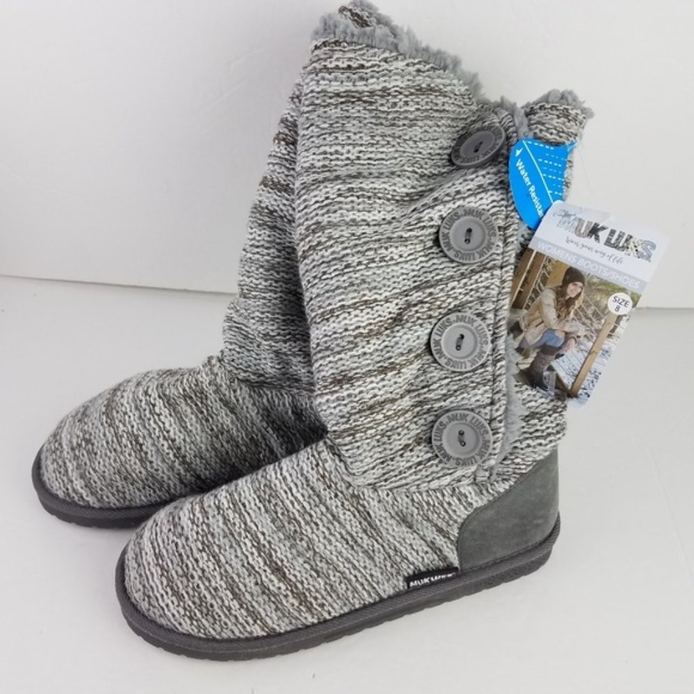 Muk Luks Womens Mid Calf Buttoned Slipper Boot NEW